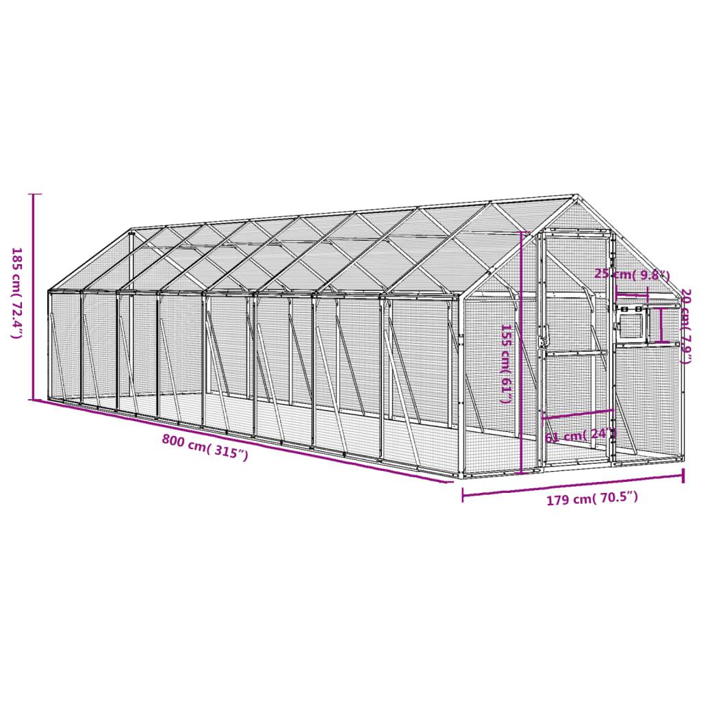 Grande Cage Aluminium Géante Élevage Argent 179x800x185cm - ComfortXL Outdoor Living - Image 7