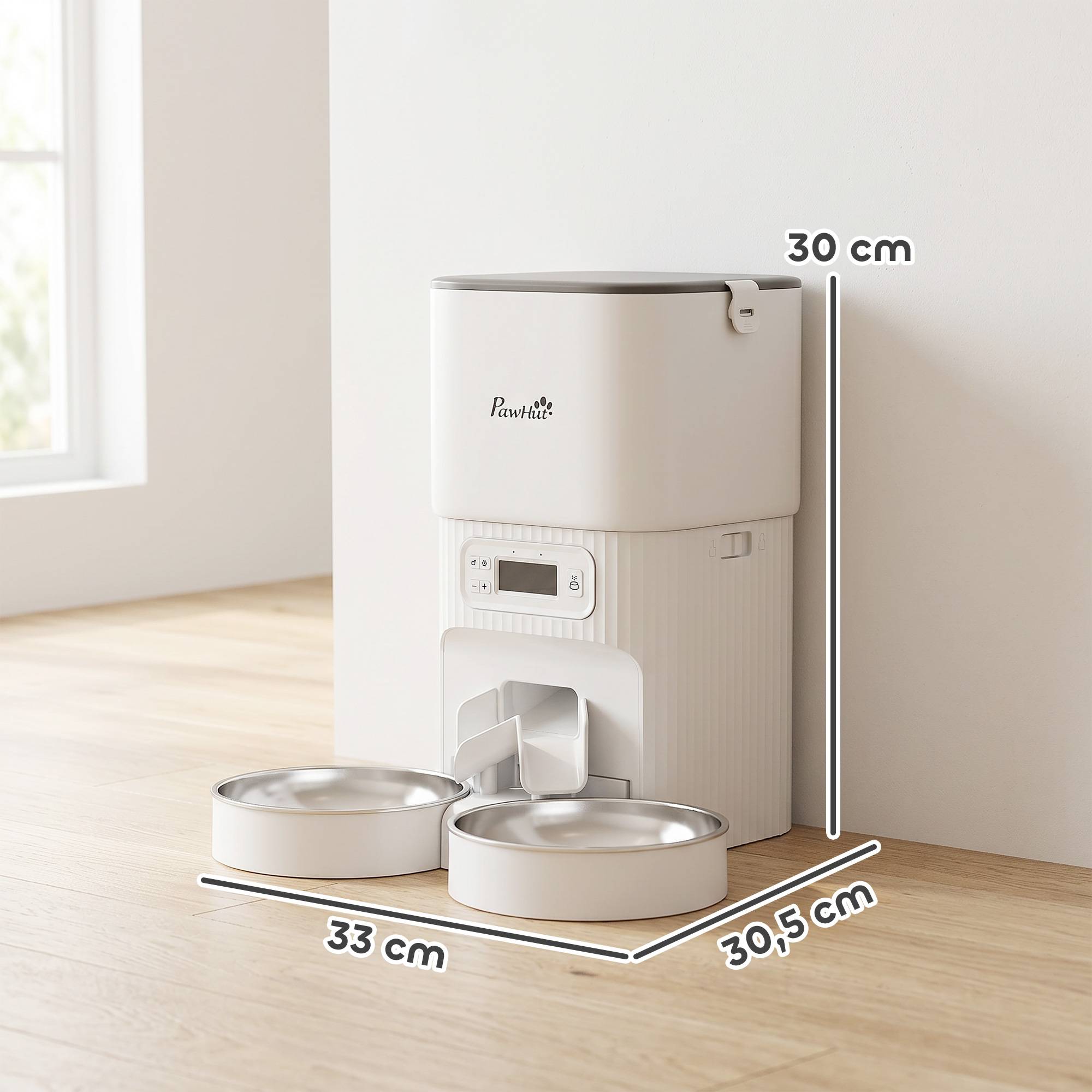 Distributeur automatique de nourriture pour chats avec minuterie, contrôle des portions et 2 gamelles en acier inoxydable - Image 5