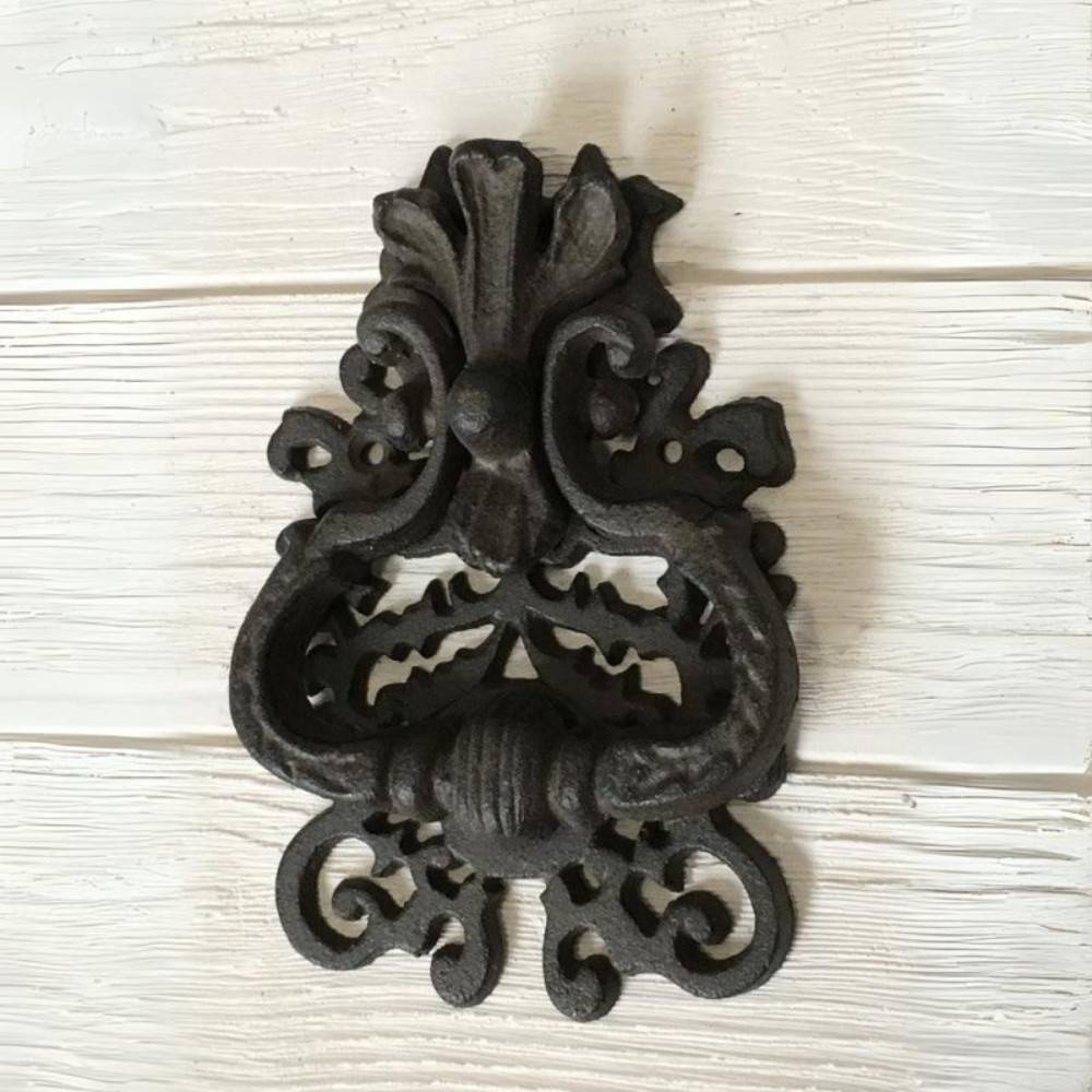 Heurtoir de porte ancien claque porte fonte marron 19 x 12 cm Chemin de campagne - Image 2