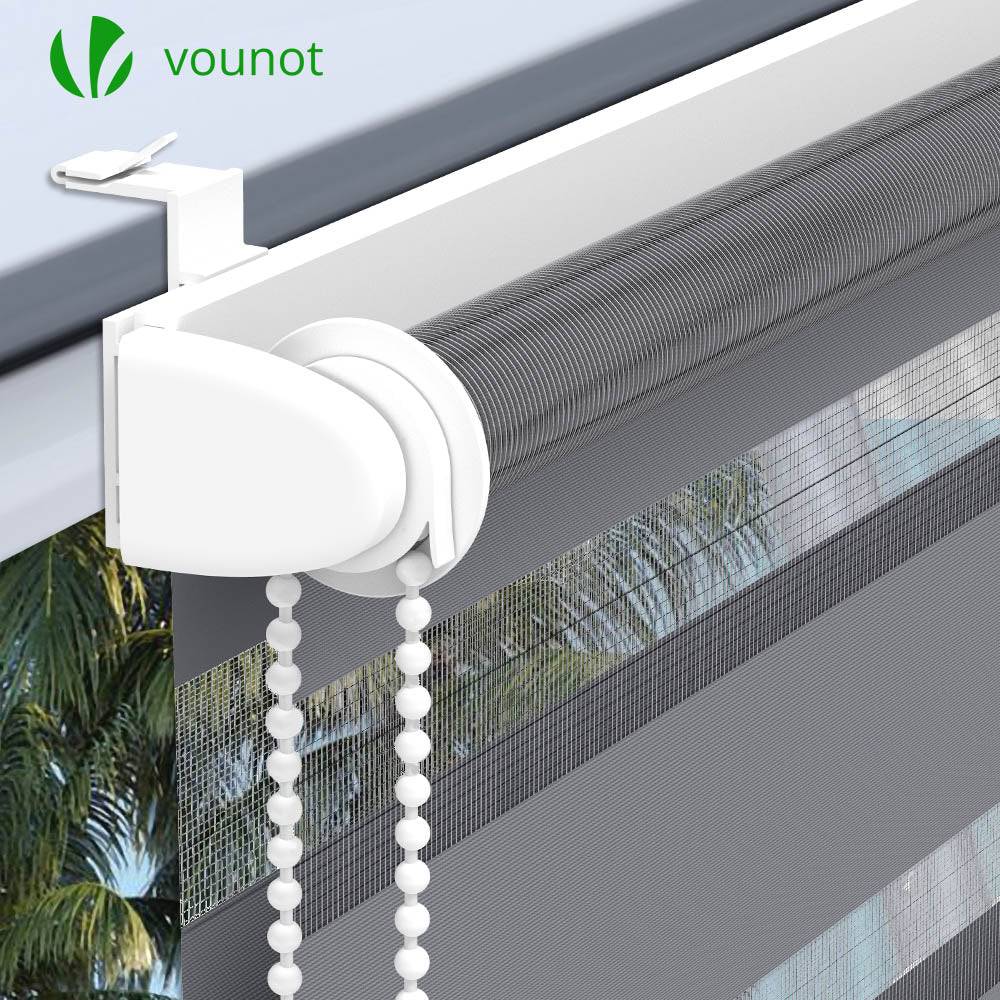 Vounot - Lot de 2 Store enrouleur jour nuit double 50x150cm Gris - Image 5