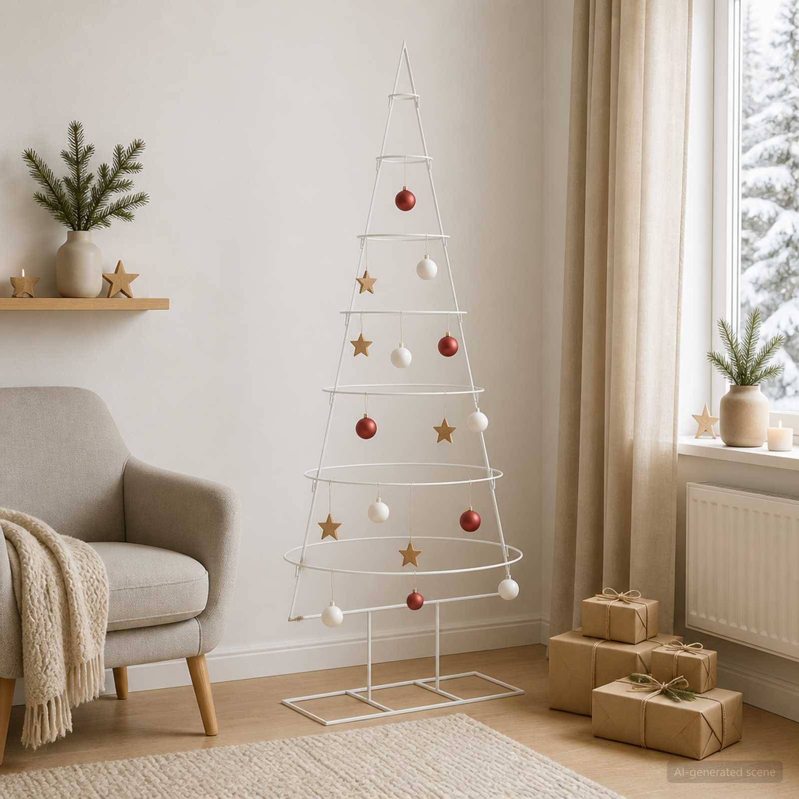 Vidaxl - Sapin de Noël en métal avec support KUOPIO 180 cm Acier Blanc vidaXL 42053802 - Image 1