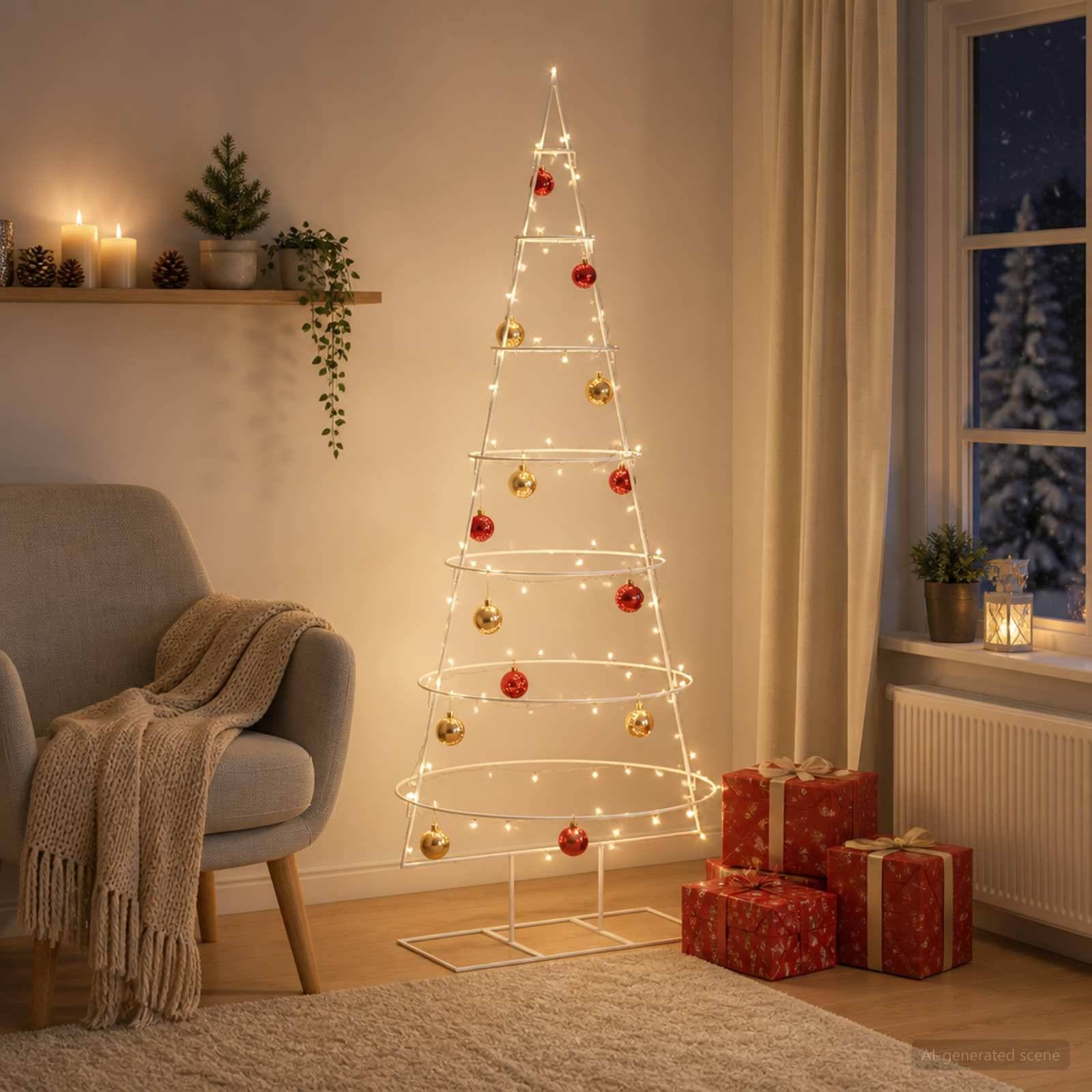 Vidaxl - Sapin de Noël en métal avec support KUOPIO 180 cm Acier Blanc vidaXL 42053802 - Image 4