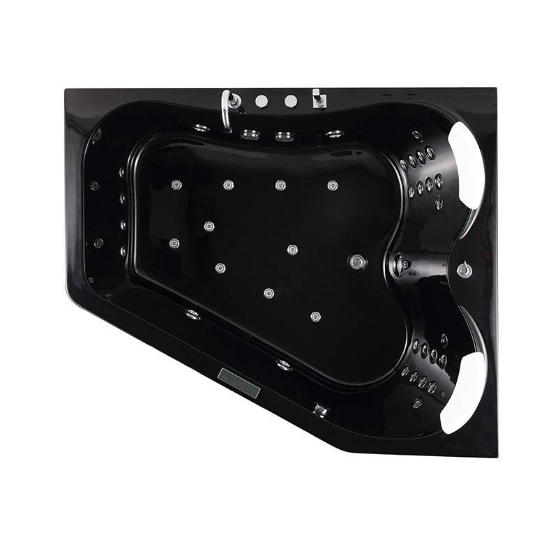 Baignoire balnéo asymétrique MARINA BLACK 2 places ARCHIPEL® 181x151 - DROITE - Image 2
