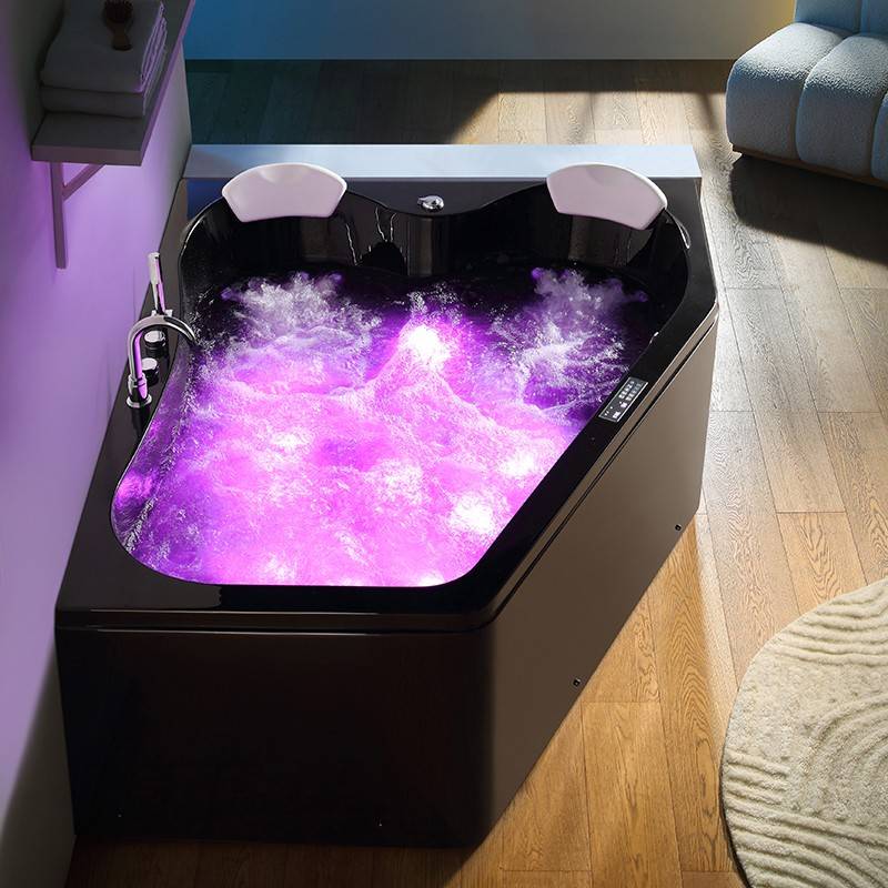 Baignoire balnéo asymétrique MARINA BLACK 2 places ARCHIPEL® 181x151 - DROITE - Image 6