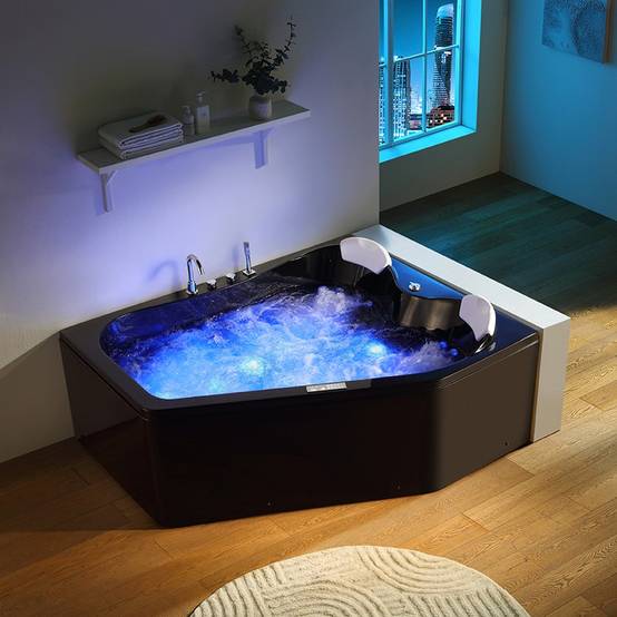 Baignoire balnéo asymétrique MARINA BLACK 2 places ARCHIPEL® 181x151 - DROITE - Image 3