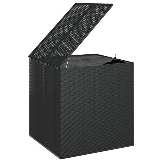 Boîte à coussins coffre de rangement de jardin résine tressée 100 x 97,5 x 104 cm noir - Image 1