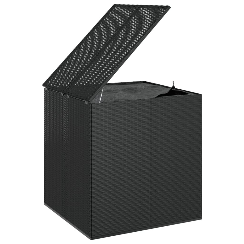 Boîte à coussins coffre de rangement de jardin résine tressée 100 x 97,5 x 104 cm noir - Image 1