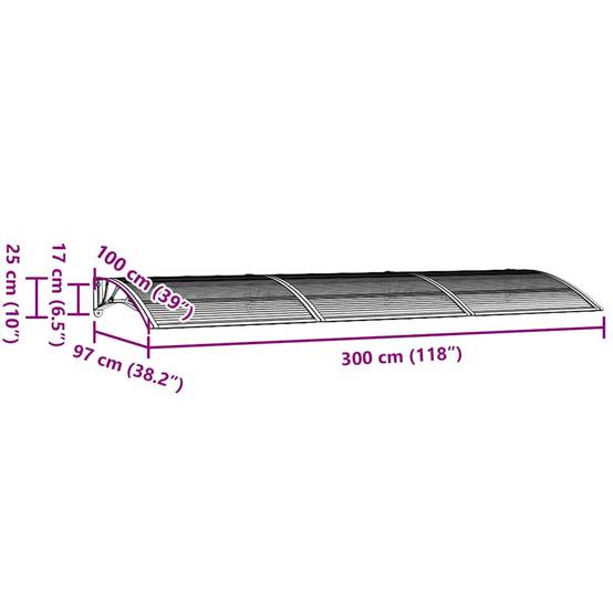 Marquise de Porte d'Entrée 3m Polycarbonate Abri Robuste Anti-Intempéries Noir 300x100 cm – ComfortXL Outdoor Living - Image 7
