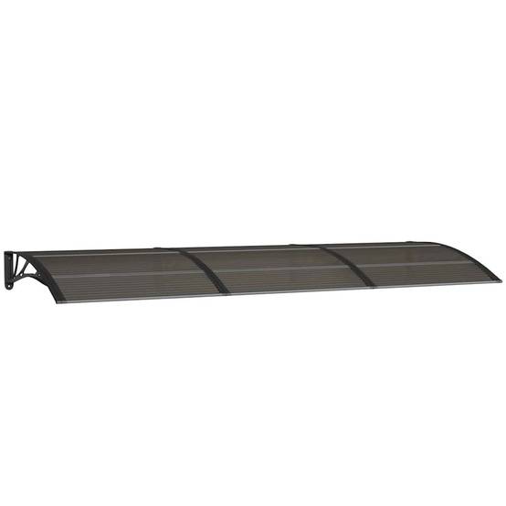 Marquise de Porte d'Entrée 3m Polycarbonate Abri Robuste Anti-Intempéries Noir 300x100 cm – ComfortXL Outdoor Living - Image 2