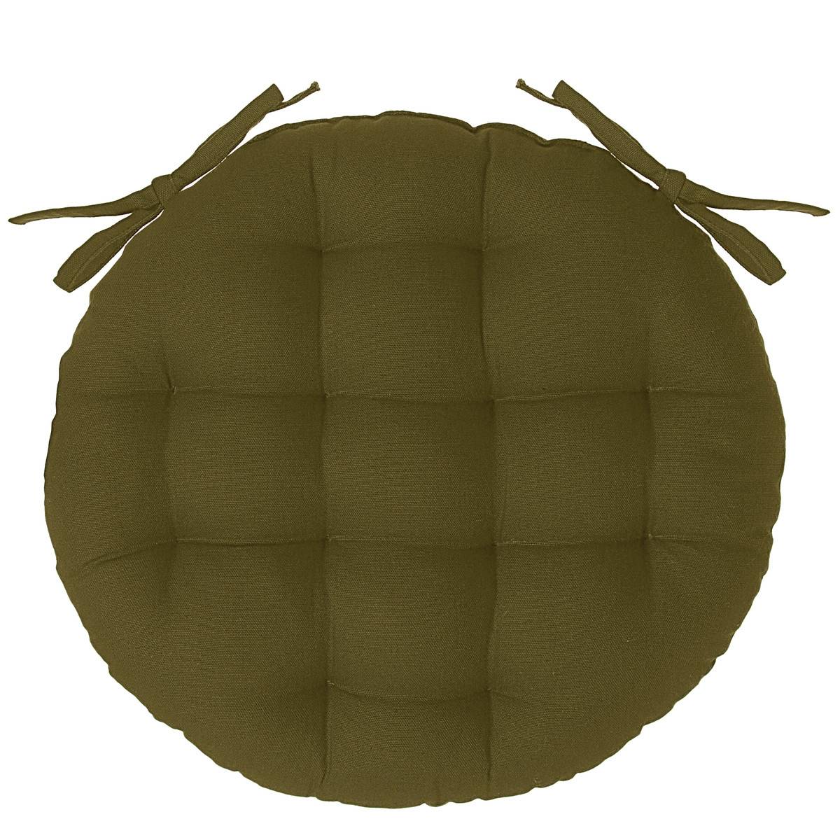 Atmosphera - Lot de 2 Galettes de chaise en Coton Vert kaki D 38 cm - Image 3