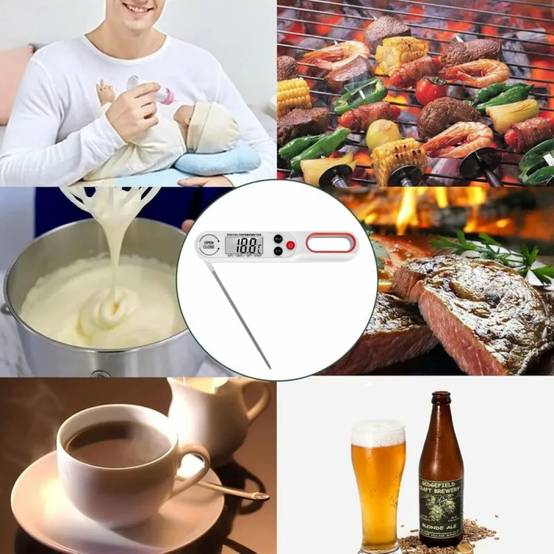 Thermomètre alimentaire - Thermomètre à viande - Thermomètre de cuisine - Avec grand écran LCD et sonde pliable - Blanc-Lytech - Image 7