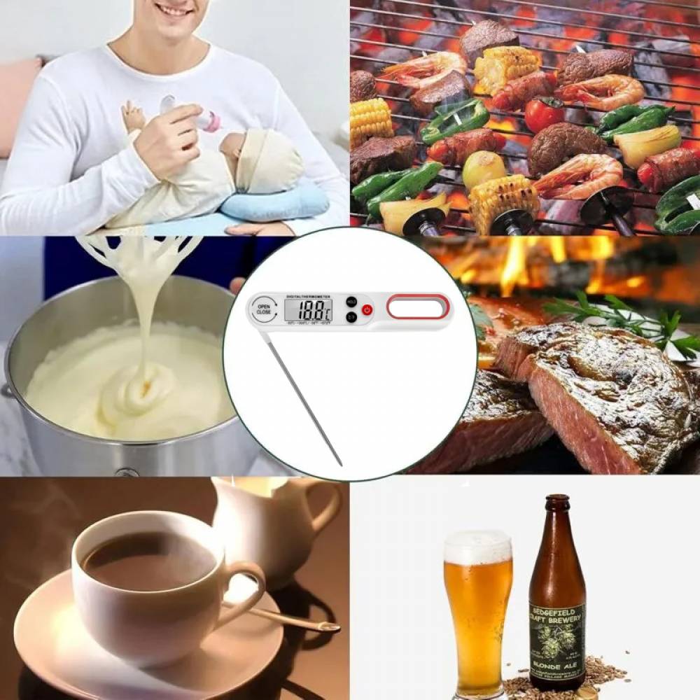Thermomètre alimentaire - Thermomètre à viande - Thermomètre de cuisine - Avec grand écran LCD et sonde pliable - Blanc-Lytech - Image 7