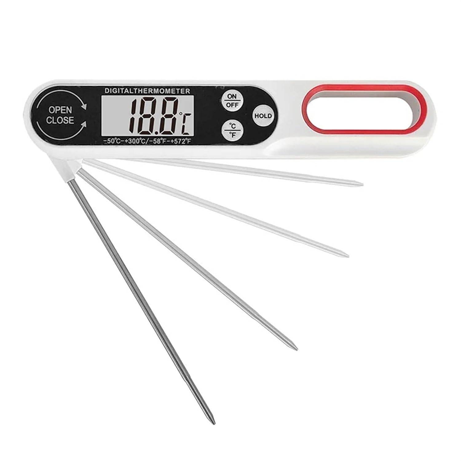 Thermomètre alimentaire - Thermomètre à viande - Thermomètre de cuisine - Avec grand écran LCD et sonde pliable - Blanc-Lytech - Image 3