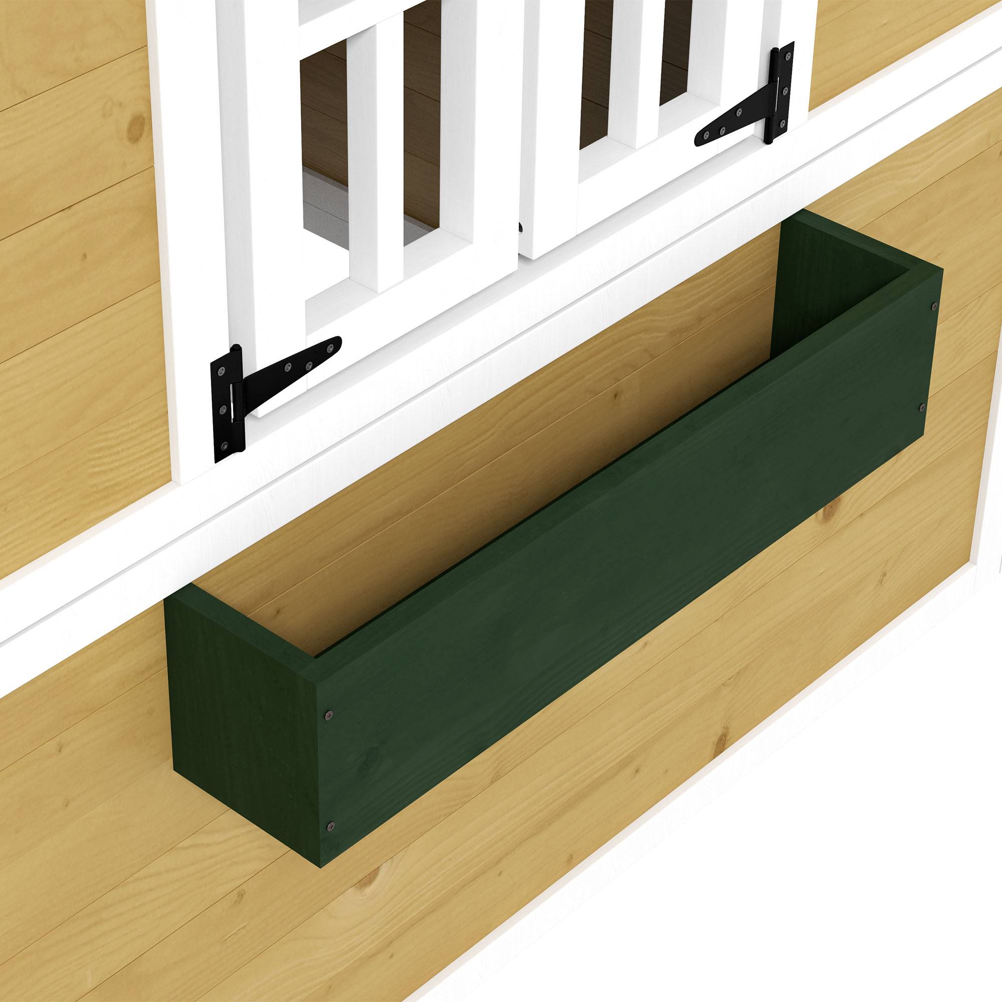 Cabane enfant extérieur maison enfant extérieure avec porte fenêtres et jardinières 114 x 126,4 x 135 cm beige - Image 10