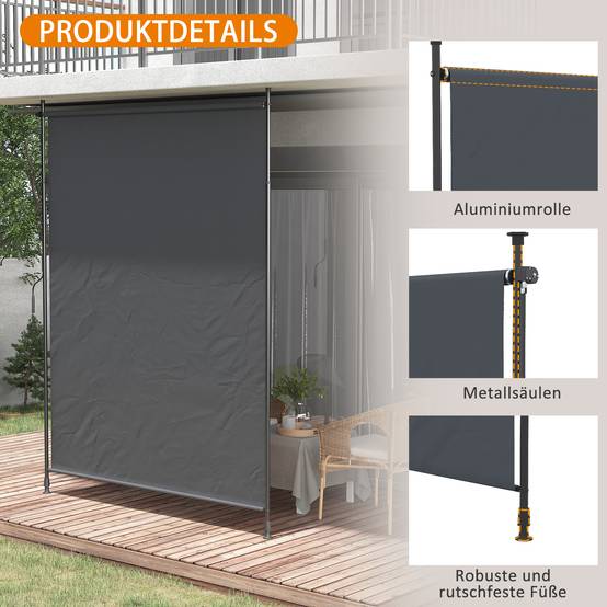 Store vertical aluminium gris 200 x 3.8 x 305 cm - PANGIVO - Image 9