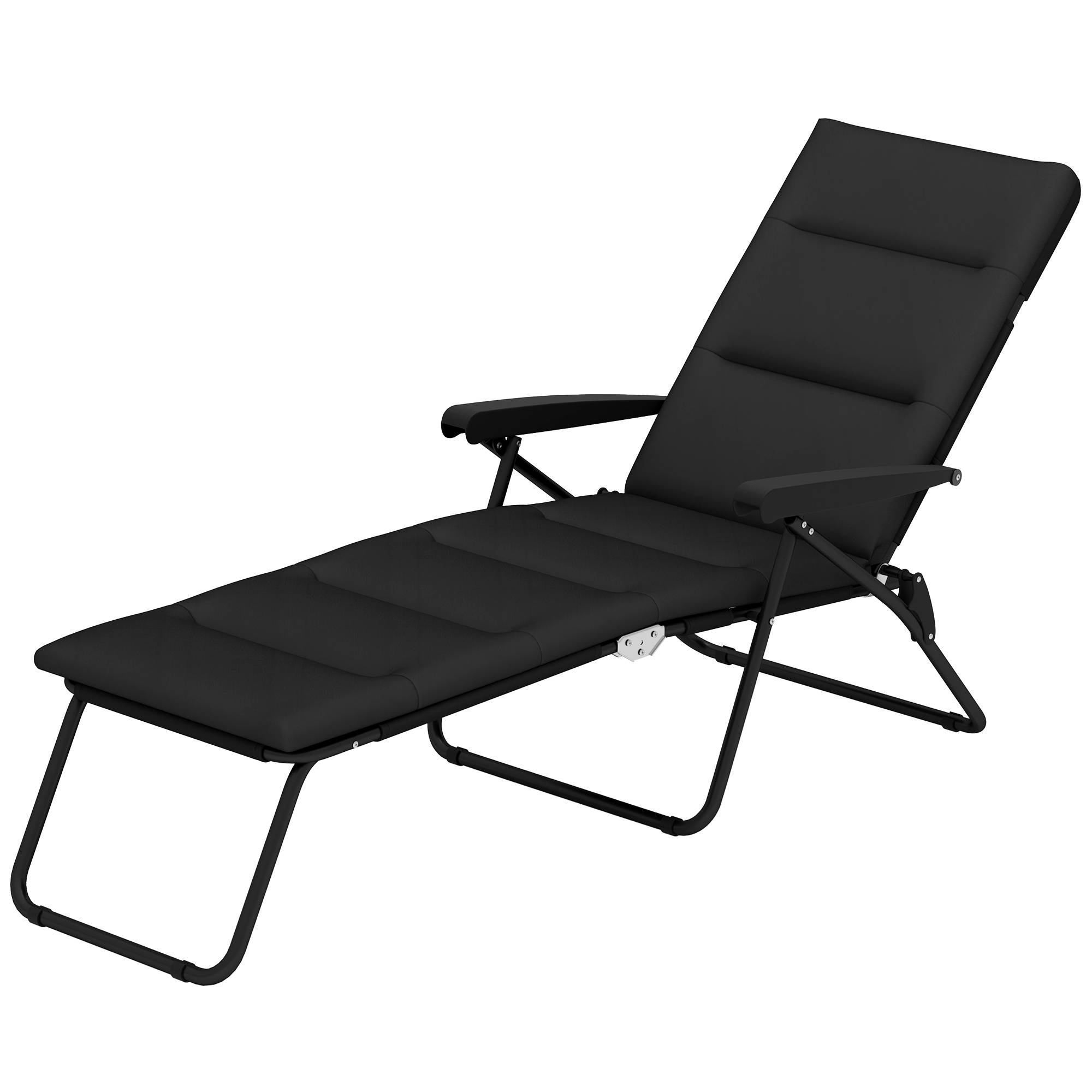 Bain de soleil pliable transat inclinable 6 positions avec matelas 153x58.5x89cm Acier Noir fr28 - Image 2