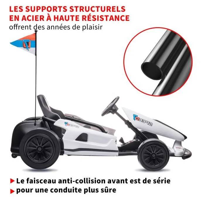 0 - Karting électrique pour enfants, 12V, vitesse 3-5 km/h – Expérience de conduite sportive et sécurisée pour les enfants Blanc - Image 3
