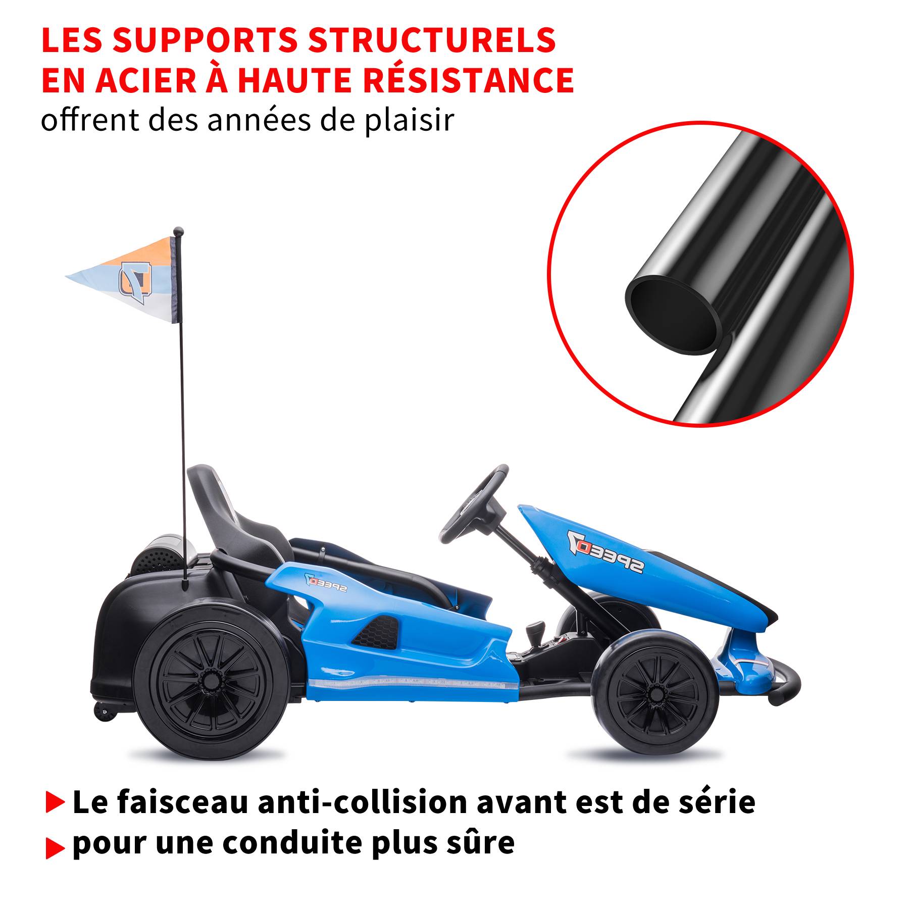 0 - Karting électrique pour enfants, 12V, vitesse 3-5 km/h – Expérience de conduite sportive et sécurisée pour les enfants Blanc - Image 6