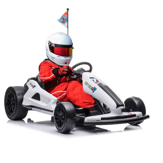 0 - Karting électrique pour enfants, 12V, vitesse 3-5 km/h – Expérience de conduite sportive et sécurisée pour les enfants Blanc - Image 1