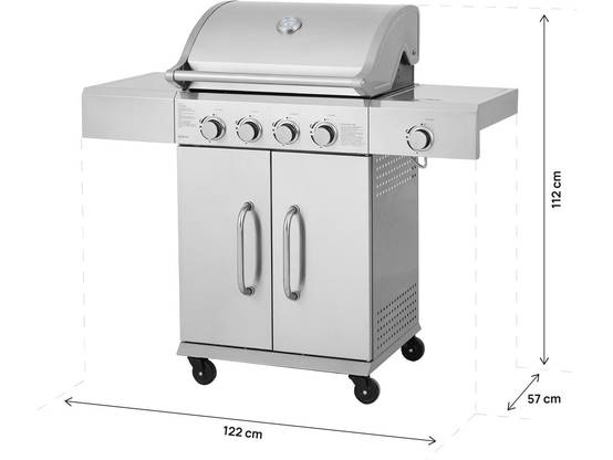 Barbecue Gaz En Inox Avec 5 Brûleurs Dont 1 Latéral "brazzo" - 118 X 57 X 104 Cm - Gris Clair -habitat Et Jardin - Image 4