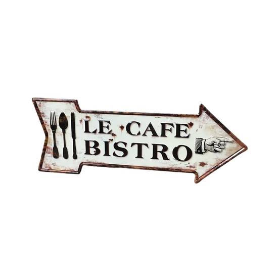 Plaque murale décorative vintage métal blanc café bistro 50x19cm Chemin de campagne - Image 4