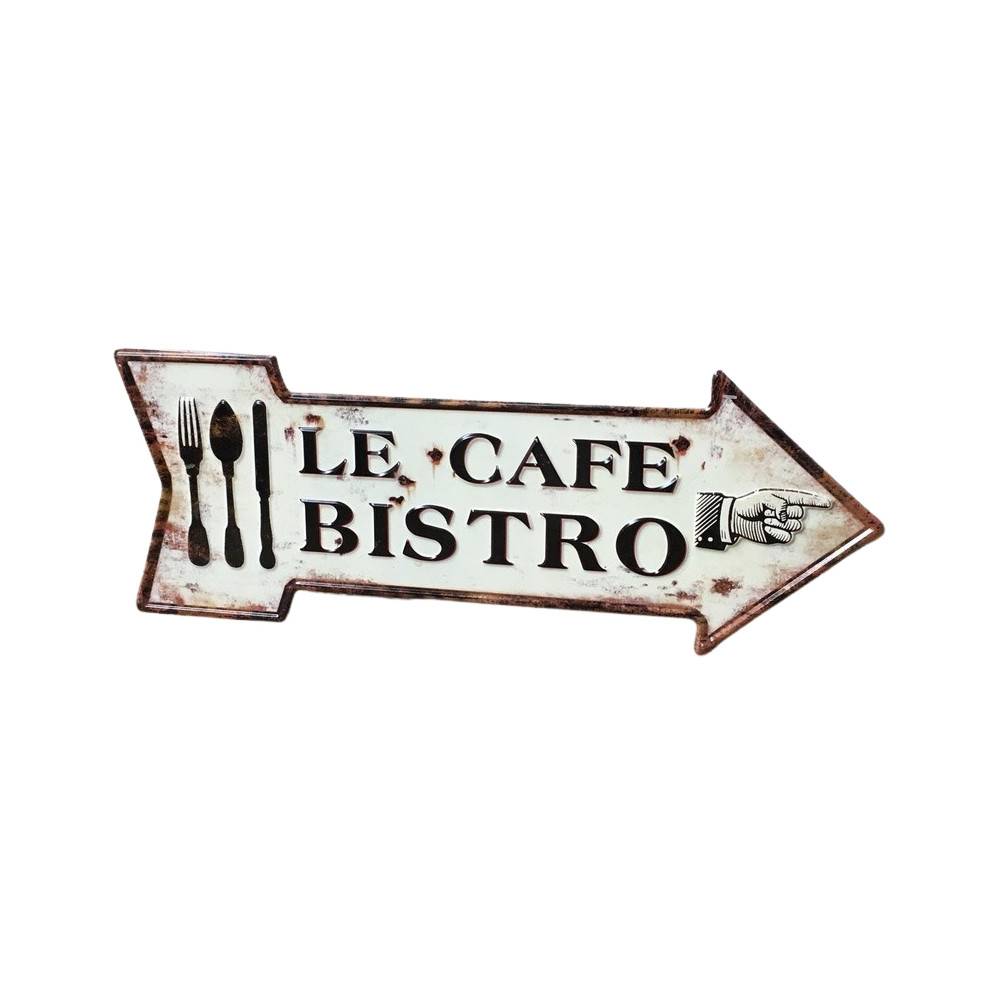 Plaque murale décorative vintage métal blanc café bistro 50x19cm Chemin de campagne - Image 4
