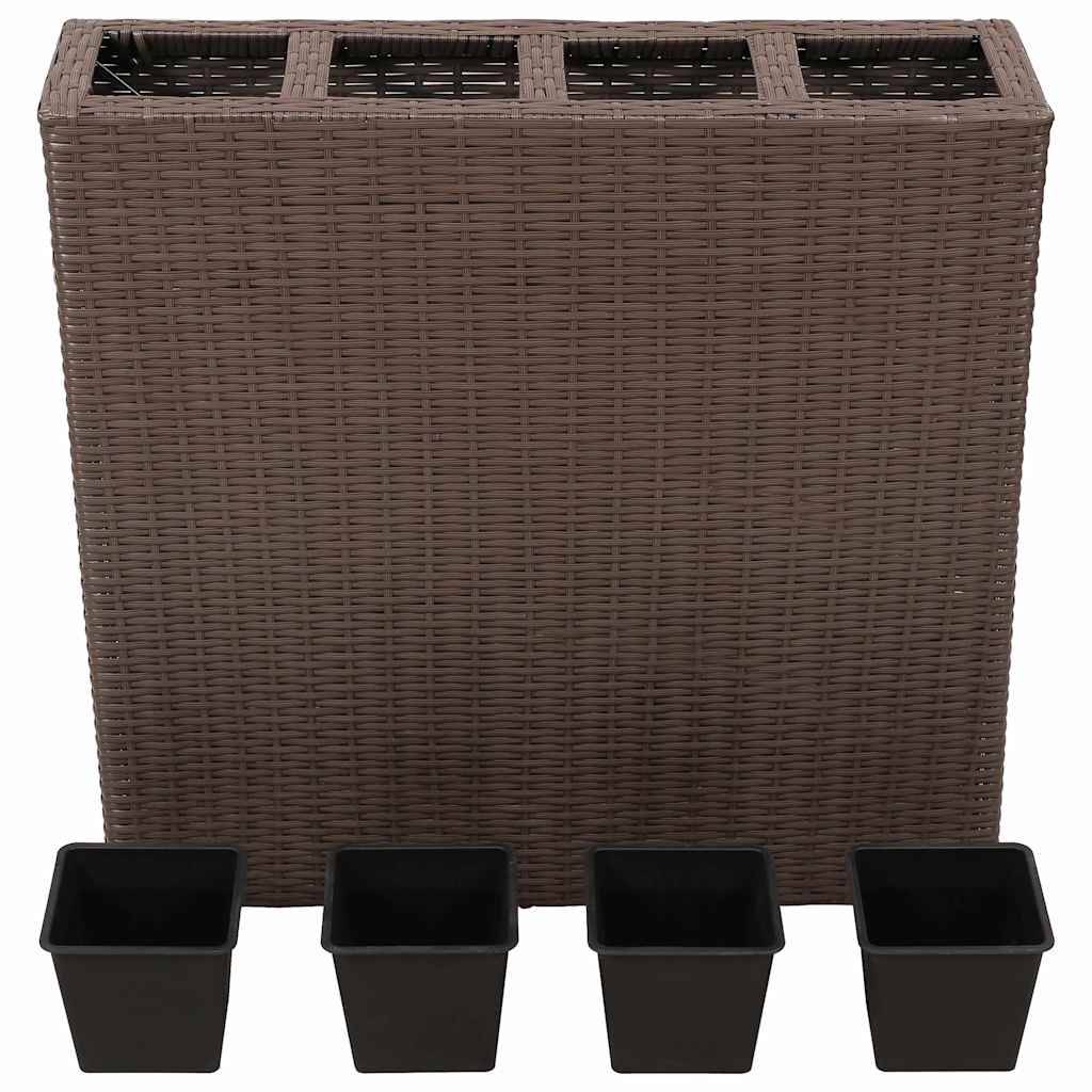 Vidaxl - Lits surélevés de jardin et 4 pots 2 pcs Résine tressée Marron vidaXL 279083 - Image 6