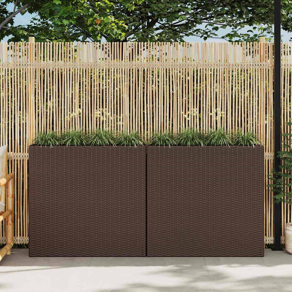 Vidaxl - Lits surélevés de jardin et 4 pots 2 pcs Résine tressée Marron vidaXL 279083