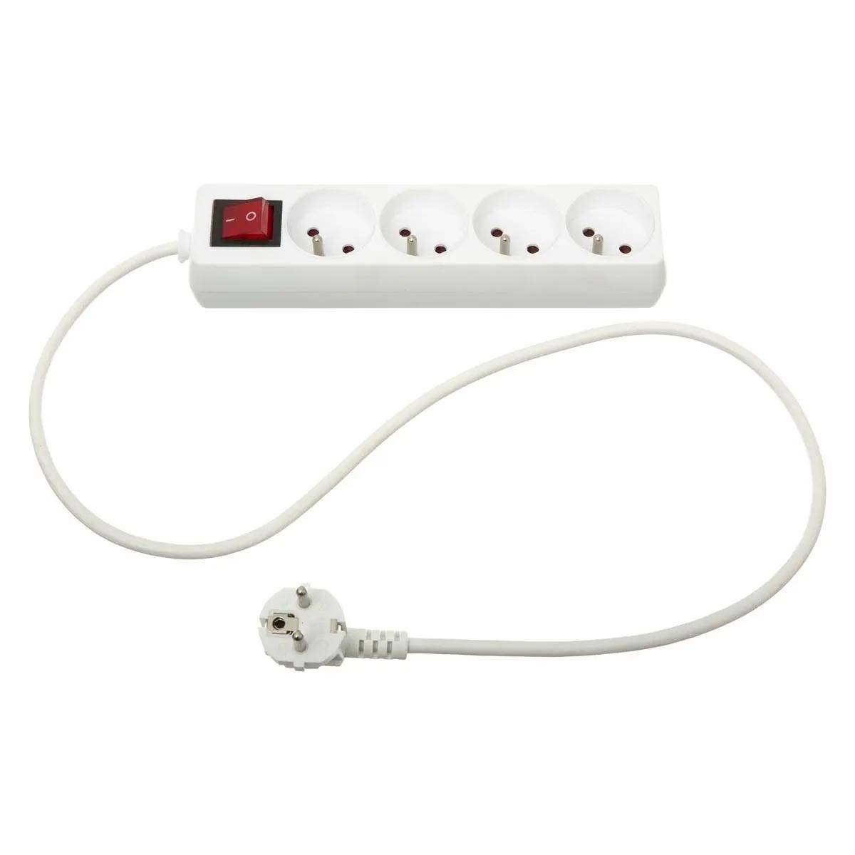 Bloc Multiprise "4 Prises" 24cm Blanc - Image 1