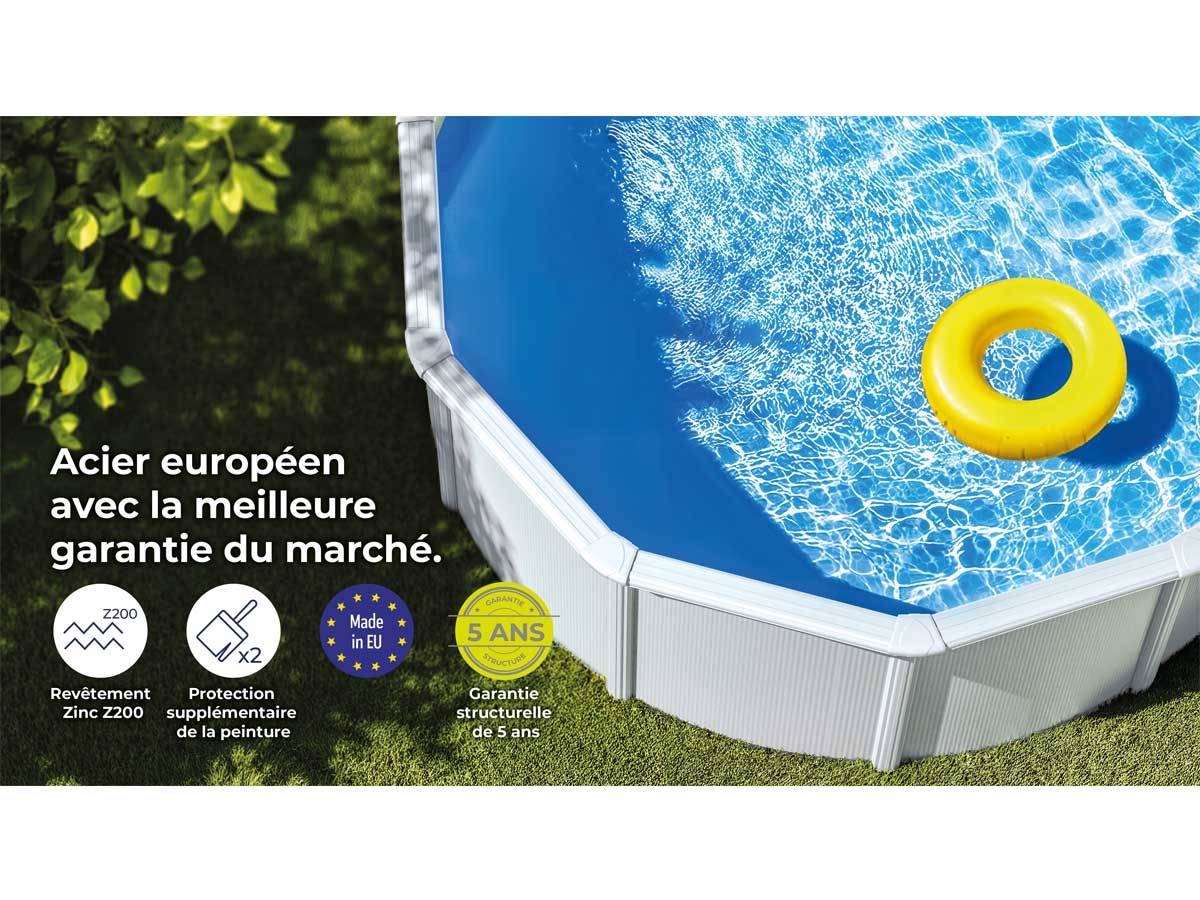 Gré - Kit piscine acier blanc Gré Haïti ovale 6,34 x 3,99 x 1,32 m + Bâche à bulles - Image 5