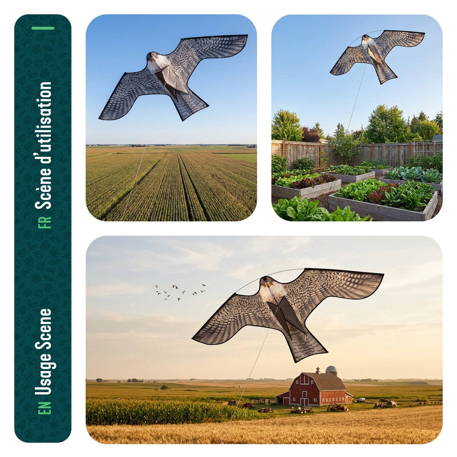 Cerf volant anti oiseaux effaroucheur sans mat Faucon modele A - Image 6