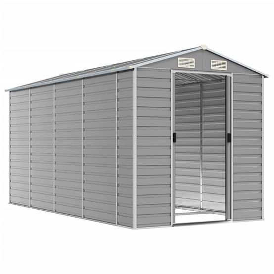Vidaxl - Abri de jardin gris clair 191 x 385 x 198 cm en acier galvanisé vidaXL 3188245 - Image 9