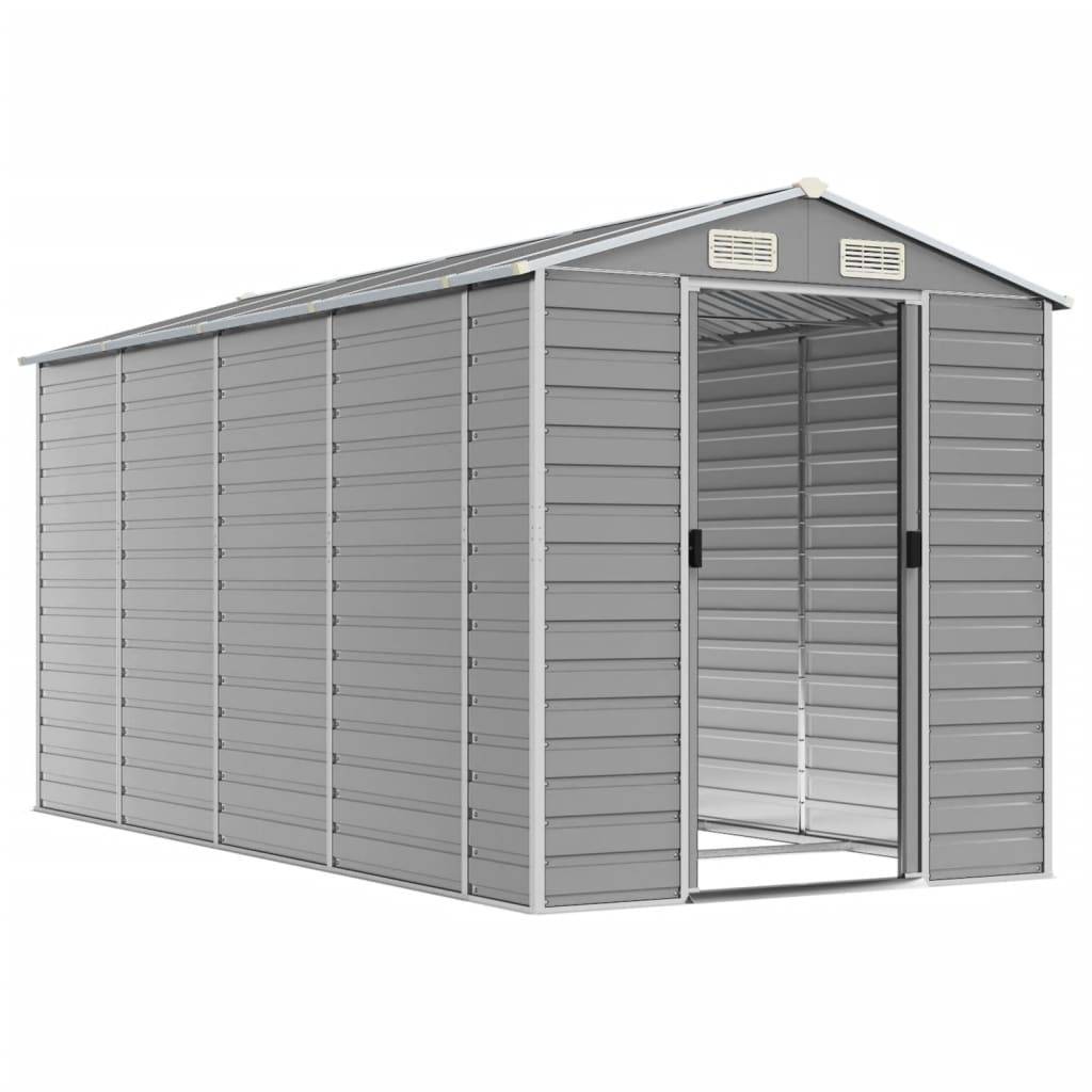 Vidaxl - Abri de jardin gris clair 191 x 385 x 198 cm en acier galvanisé vidaXL 3188245 - Image 9