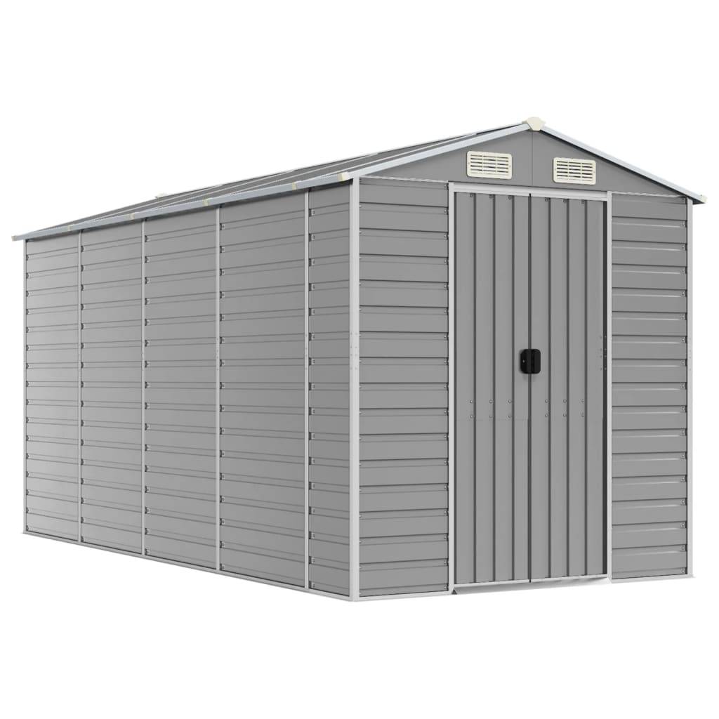 Vidaxl - Abri de jardin gris clair 191 x 385 x 198 cm en acier galvanisé vidaXL 3188245 - Image 2