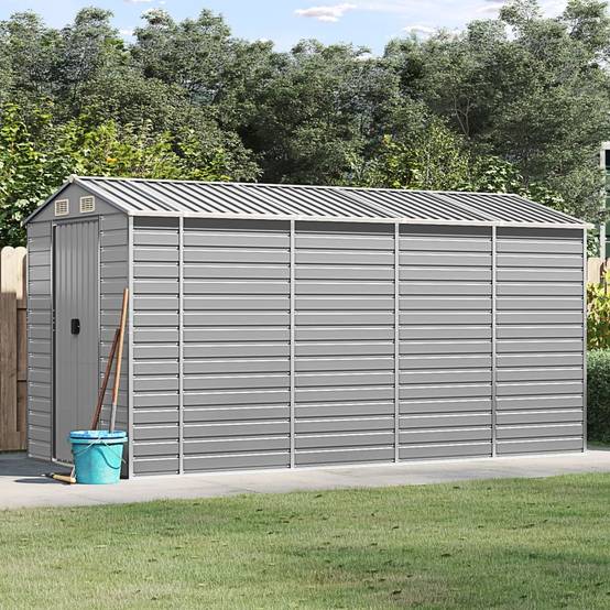 Vidaxl - Abri de jardin gris clair 191 x 385 x 198 cm en acier galvanisé vidaXL 3188245 - Image 1