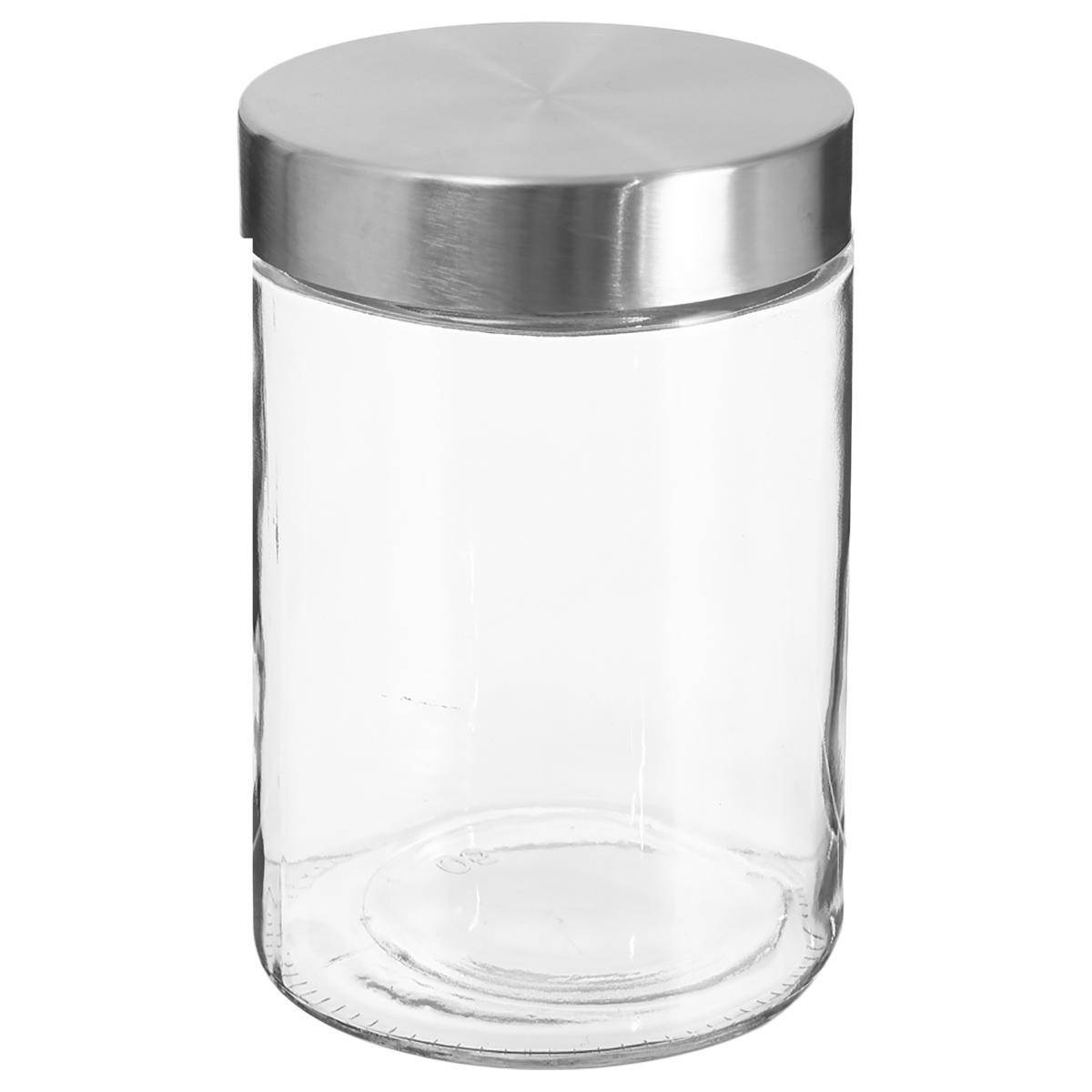 Bocal en Verre "Guy" 1,2L Transparent & Argent - Image 1