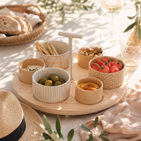 Service Apéritif 7 Pièces "Avery" 29cm Crème & Blanc - Image 4