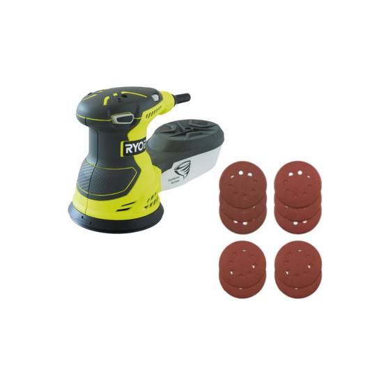 Ryobi - Pack RYOBI Ponceuse excentrique électrique ROS300 - 300W - 125mm - 10 Disques abrasifs - 125mm - Grain 100, 120, 240, 320 - Image 1