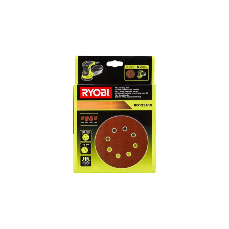 Ryobi - Pack RYOBI Ponceuse excentrique électrique ROS300 - 300W - 125mm - 10 Disques abrasifs - 125mm - Grain 100, 120, 240, 320 - Image 7