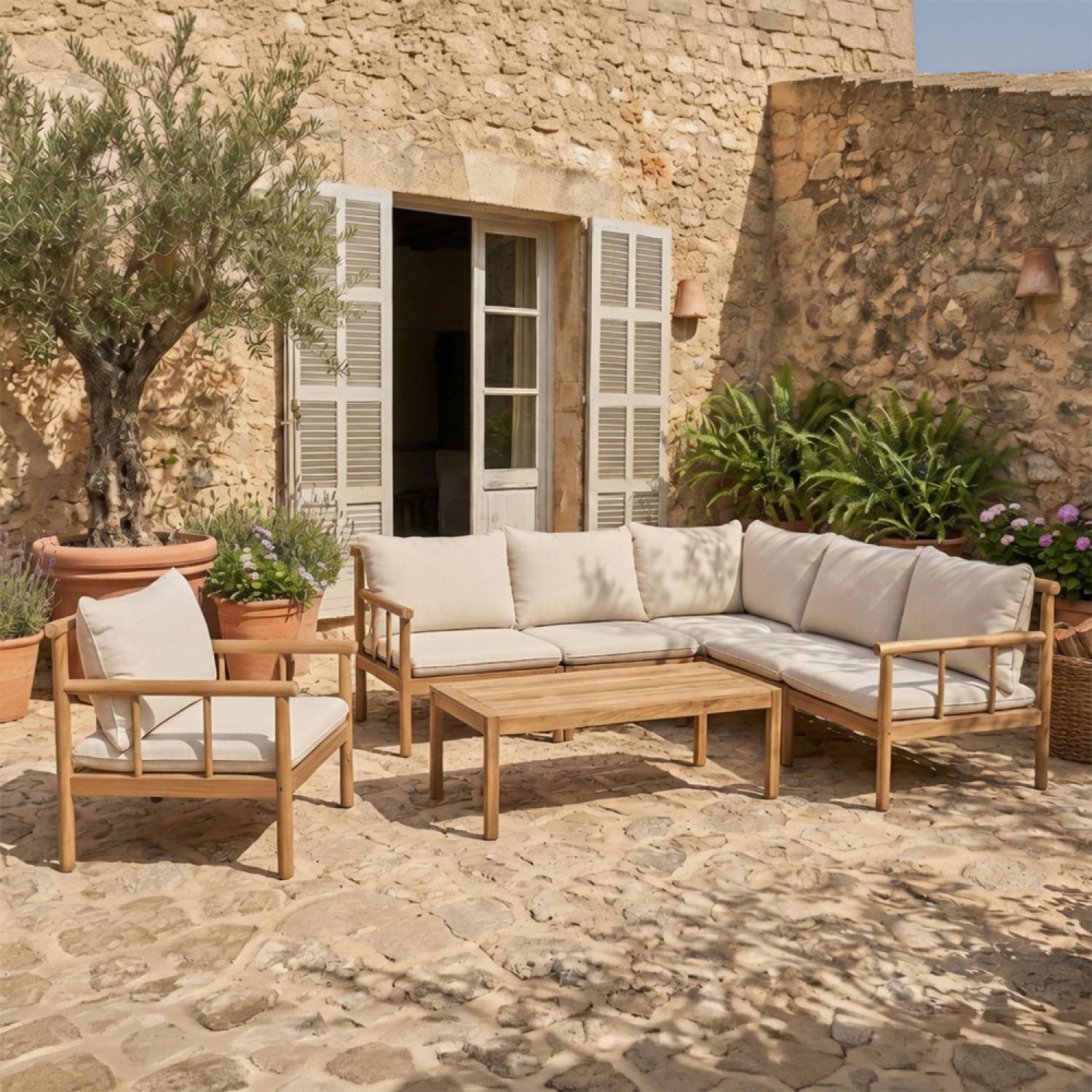 Salon de jardin 6 places en bois d’acacia certifié FSC PAKKRET - Image 2