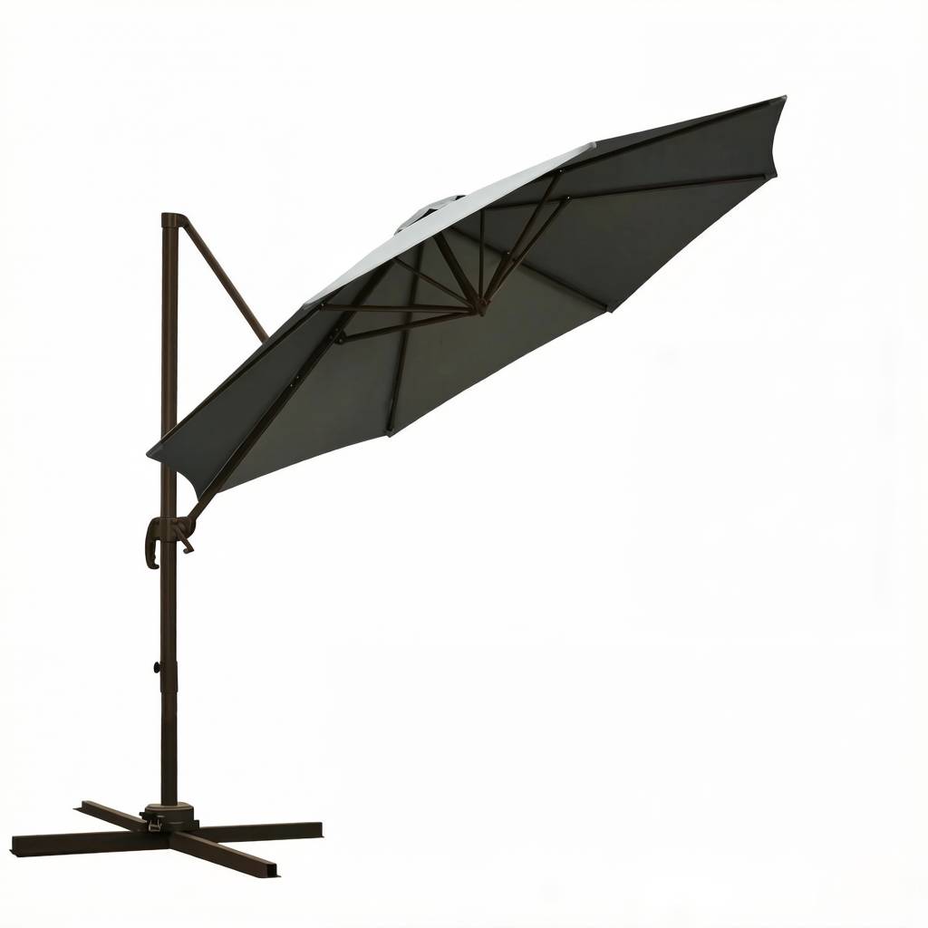 Parasol déporté octogonal aluminium terrasse rotatif inclinable Ø295cm gris foncé - ComfortXL Outdoor Living - Image 5