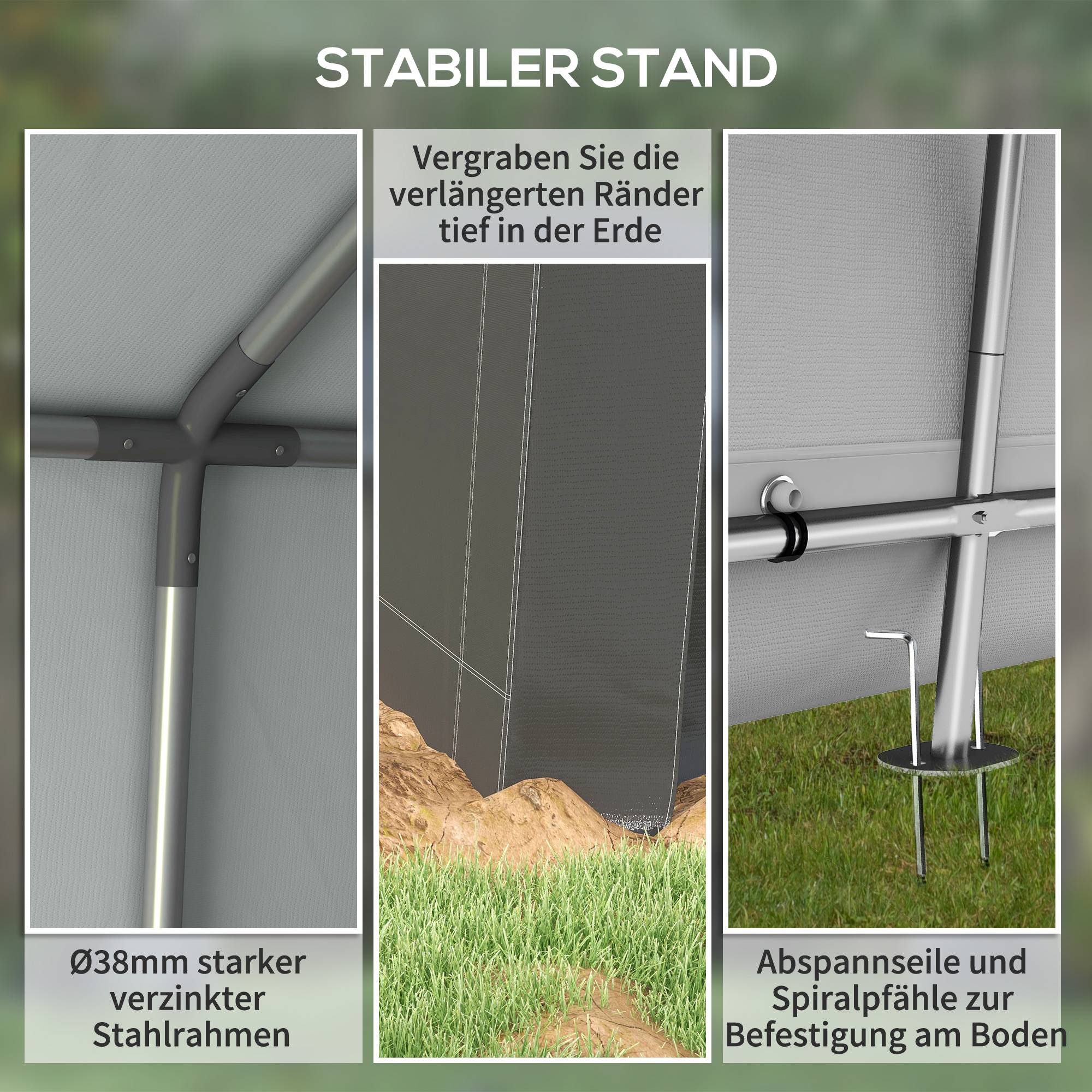 ComfortXL - Garage tente PE 3 x 3 m gris foncé abri extérieur étanche pour moto et matériel - ComfortXL Outdoor Living - Image 7