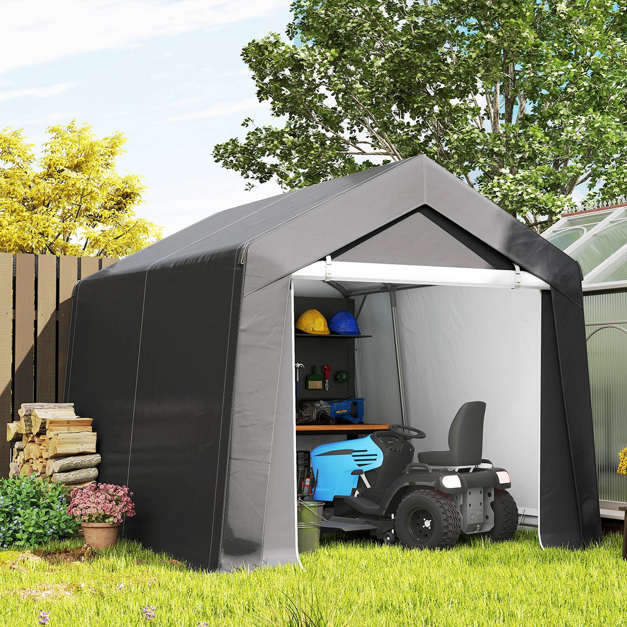 ComfortXL - Garage tente PE 3 x 3 m gris foncé abri extérieur étanche pour moto et matériel - ComfortXL Outdoor Living - Image 4