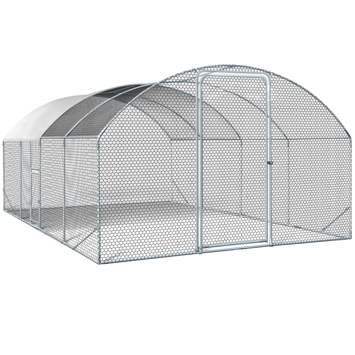 Enclos poulailler dôme 15 m² parc grillagé 3x5 m avec porte latérale – IDMarket - Image 3