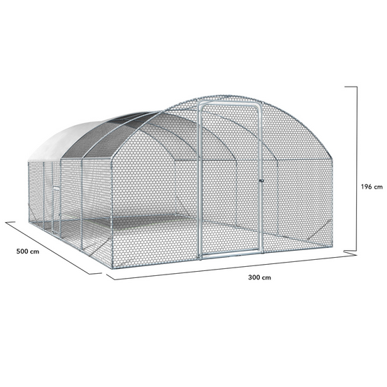 Enclos poulailler dôme 15 m² parc grillagé 3x5 m avec porte latérale – IDMarket - Image 4