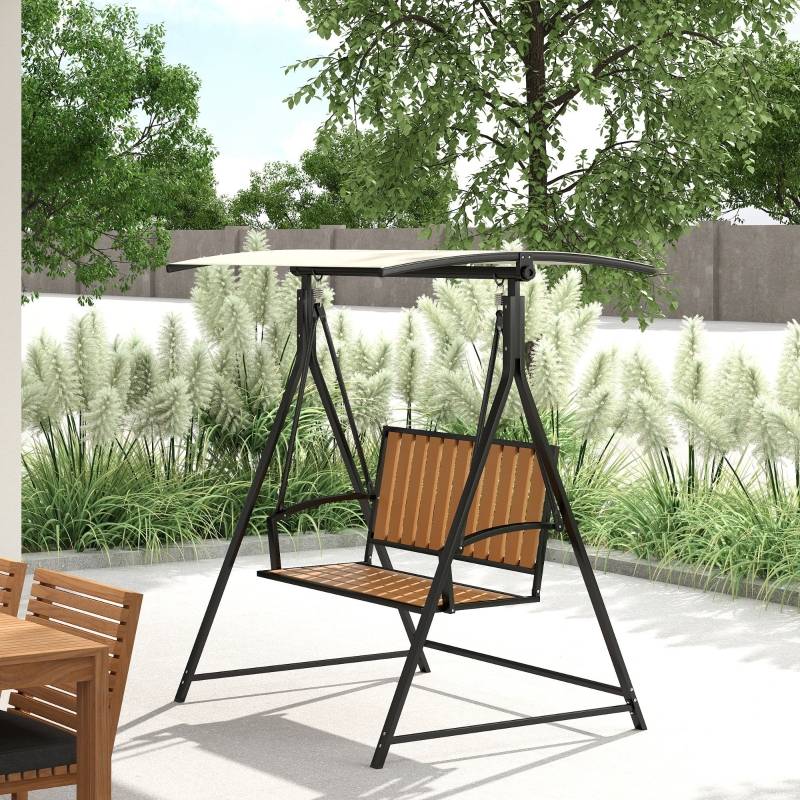 Balancelle Hollywood 2 places, avec pare-soleil réglable, résistante aux intempéries, pour jardin et terrasse, noire - Image 2