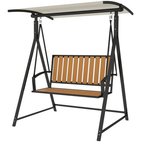 Balancelle Hollywood 2 places, avec pare-soleil réglable, résistante aux intempéries, pour jardin et terrasse, noire - Image 1