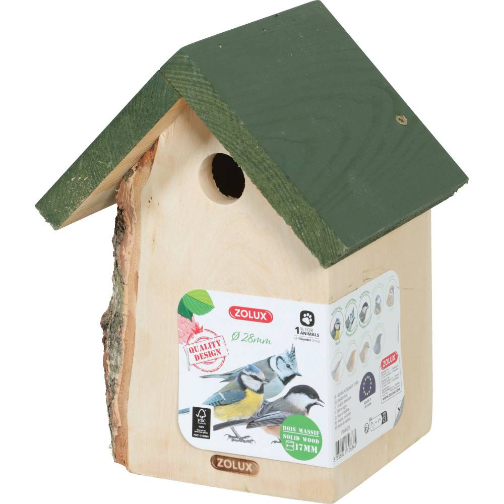 Zolux - zolux - Nichoir en bois massif entrée ø28 mm pour oiseaux mésange - Image 2