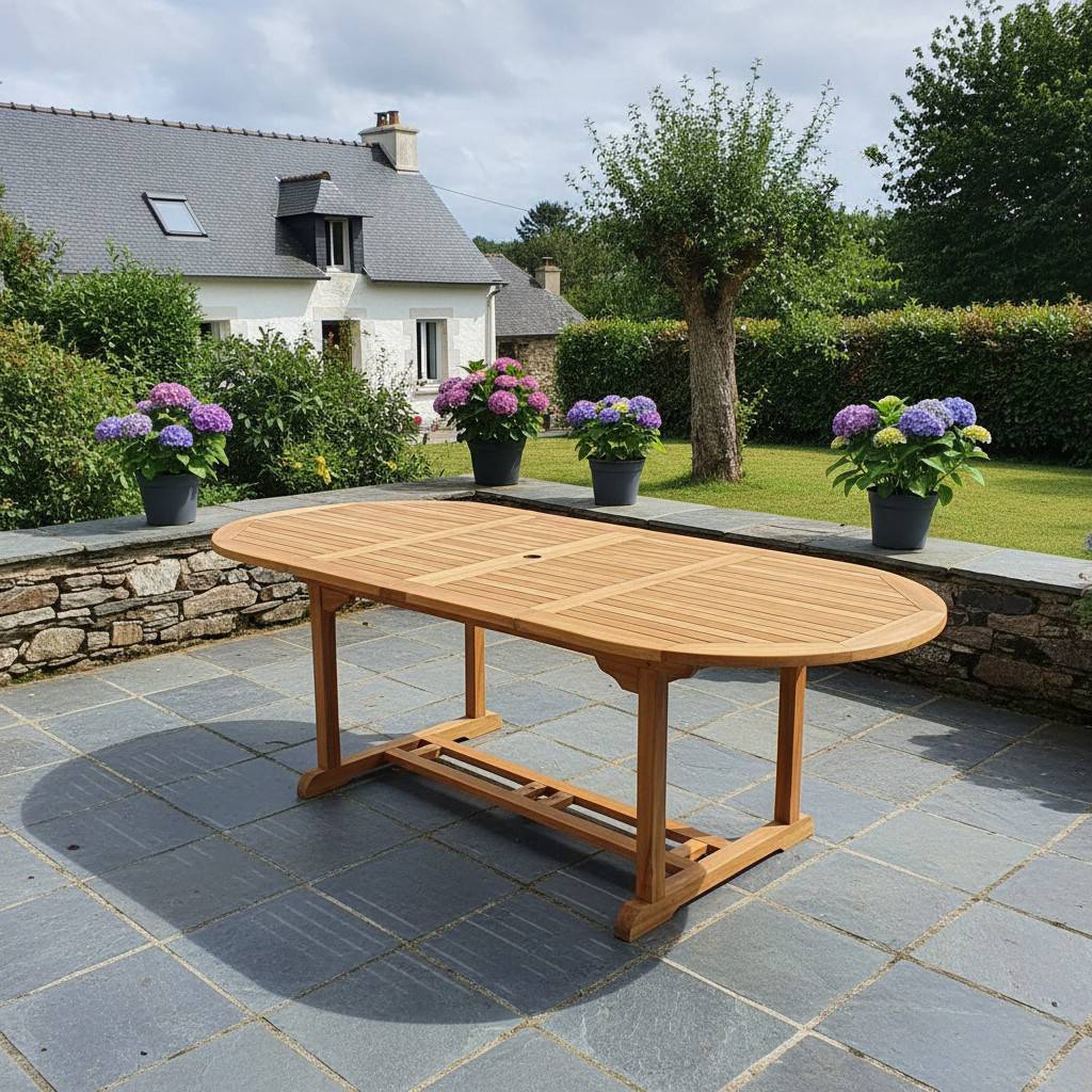 Teck'Attitude - Table extensible ovale teck massif Vérone 160/240 x 100 cm - TECK'Attitude - Image 4