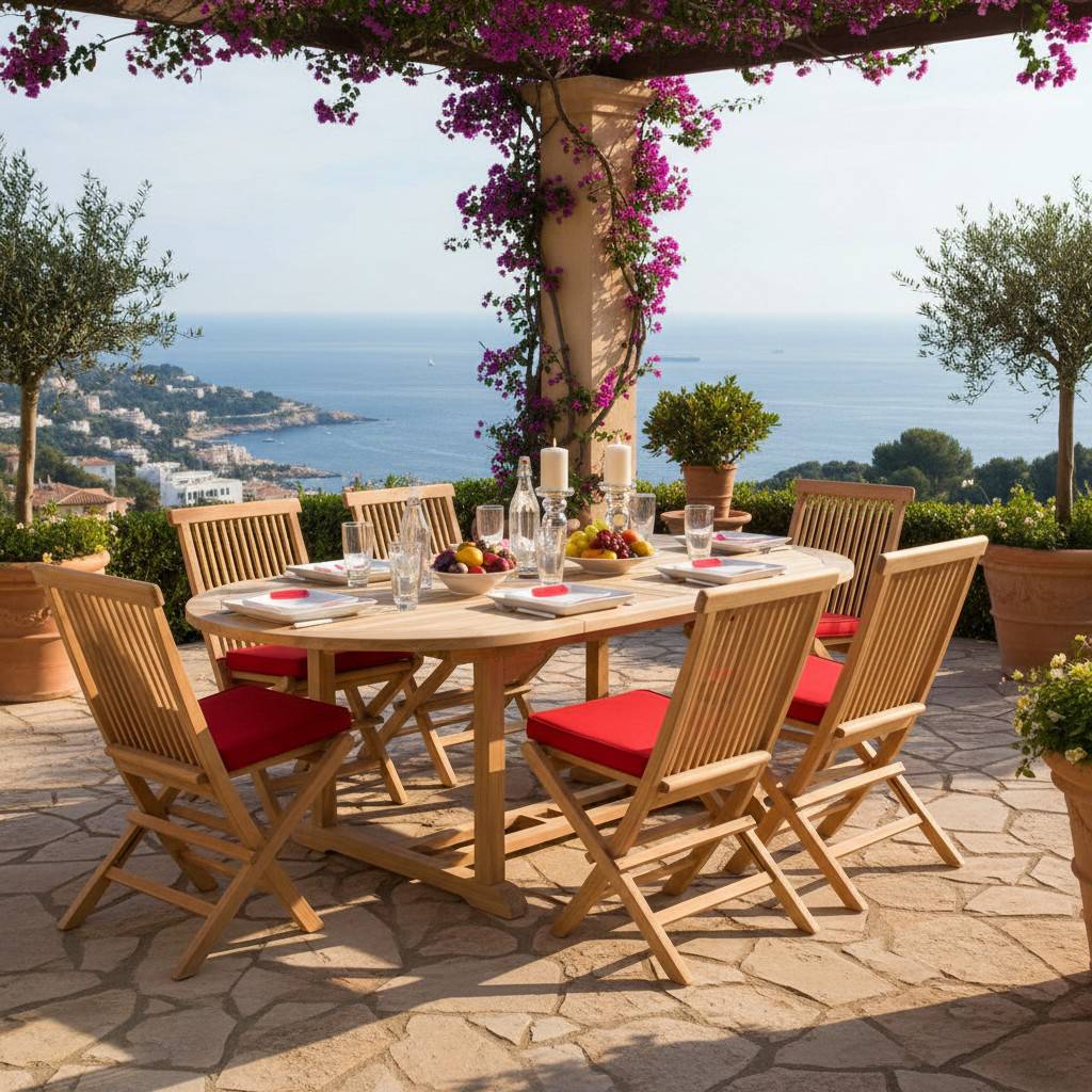 Teck'Attitude - Table extensible ovale teck massif Vérone 160/240 x 100 cm - TECK'Attitude - Image 6